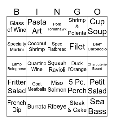 Turkey Trot Bingo Card