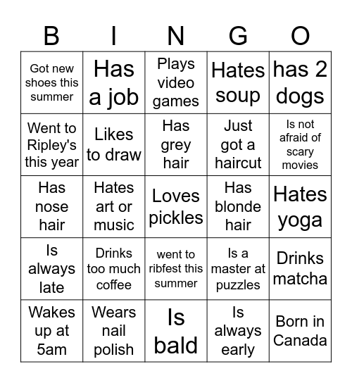 Human Bingo Pt.2 Bingo Card