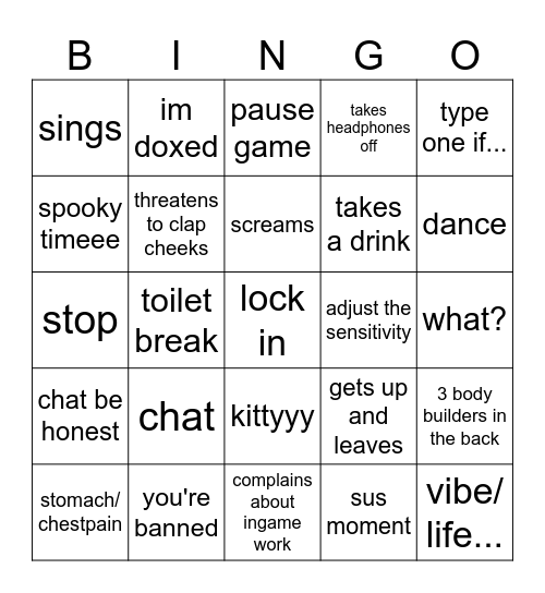 case oh (h0rror games) Bingo Card