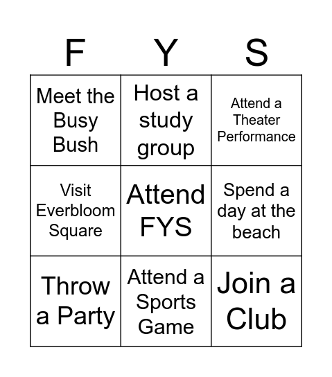 ECC FYS BINGO Card
