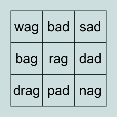 Word Family Bingo Card