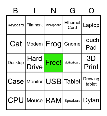 Computer Basics Bingo Card