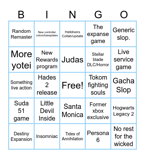 SoP Sept 25 Bingo Card