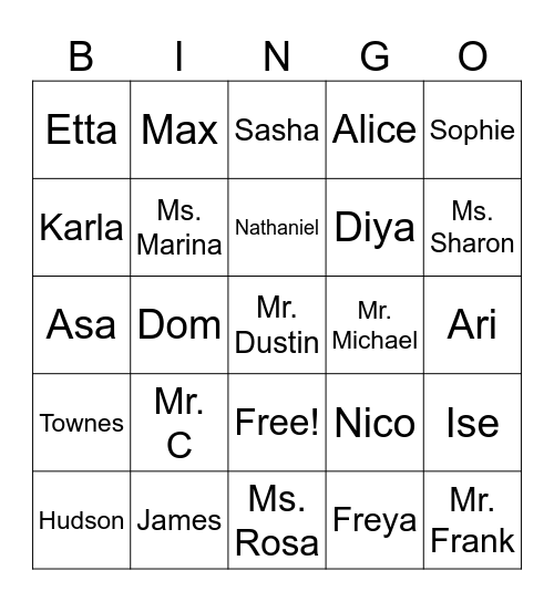 Alice's Bday Bingo Card