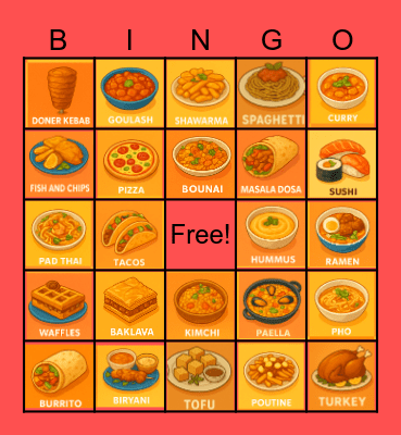 Traditional Foods Bingo Card