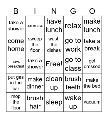 Daily Life Bingo Card