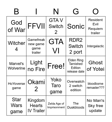 TGS Bingo Card