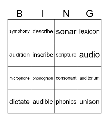 Latin Roots Bingo - 2 Bingo Card