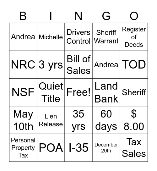 DMV/RE/PP/DEL Bingo Card