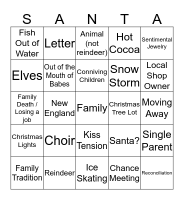 Christmas Movie Bingo Card