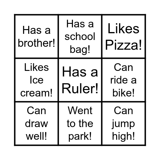 Find a Friend! Bingo Card