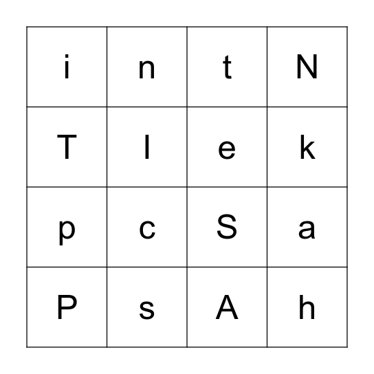Beginning Sounds - 1st row Bingo Card