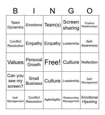 Ignite Presentations Bingo Card
