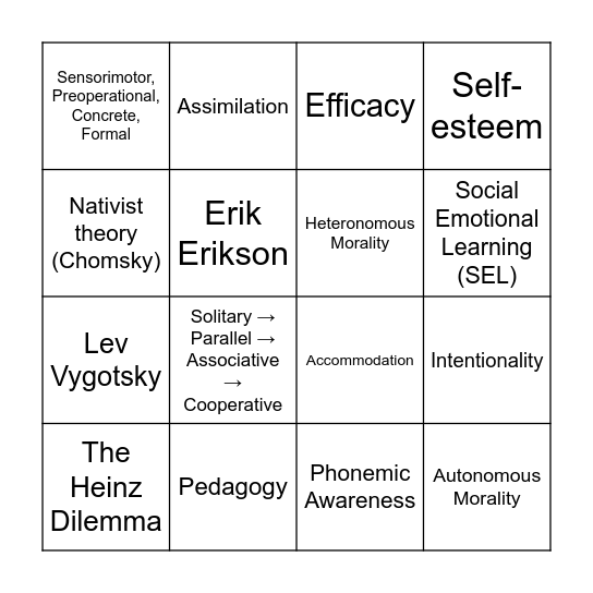 Theory and Practice Bingo Card