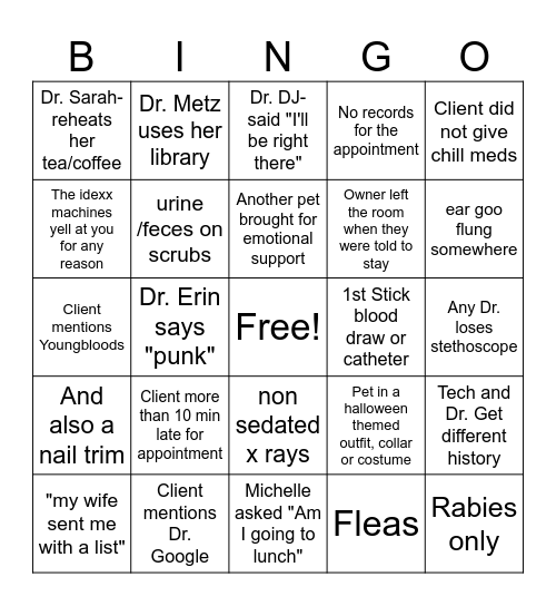 Staff Week Bingo- Tech's Bingo Card