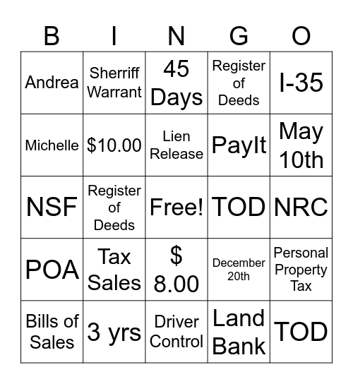 Untitled Bingo Card