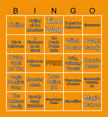HALLOWEEN MUSIC Bingo Card