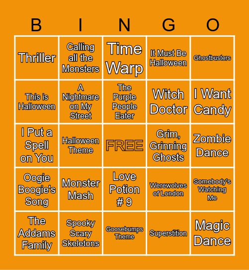 HALLOWEEN MUSIC Bingo Card