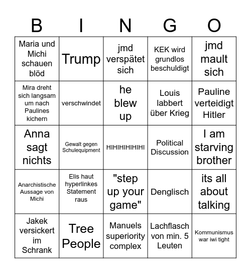 Englsich Bingo2 Bingo Card