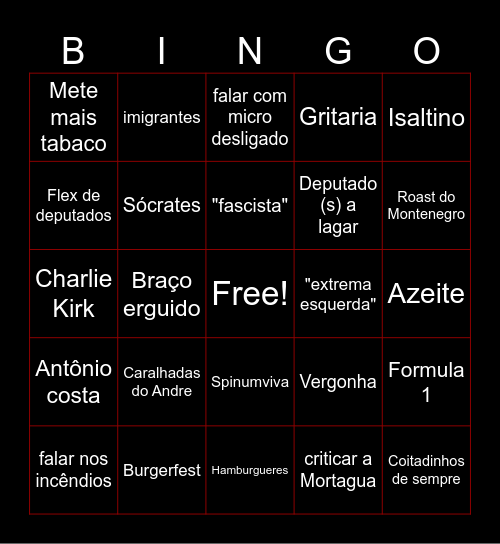 Bingo Parlamento Bingo Card