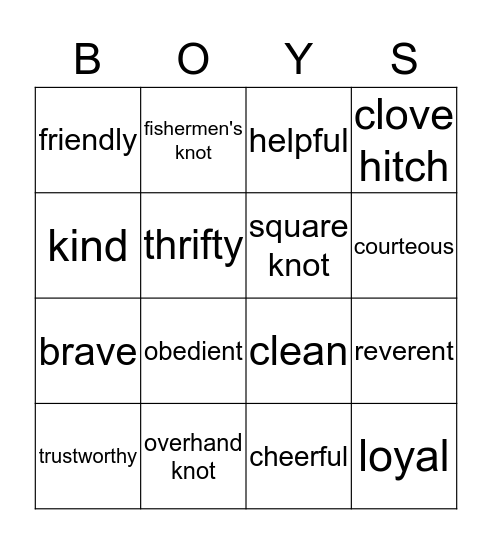 Boy scout bingo Card