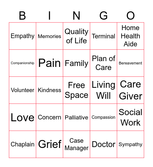Heart to Heart Bingo Card