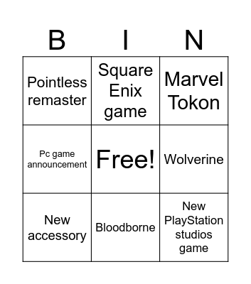 State of play Bingo Card