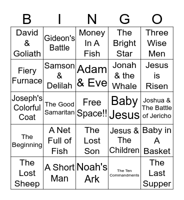 Bible Bingo  Bingo Card