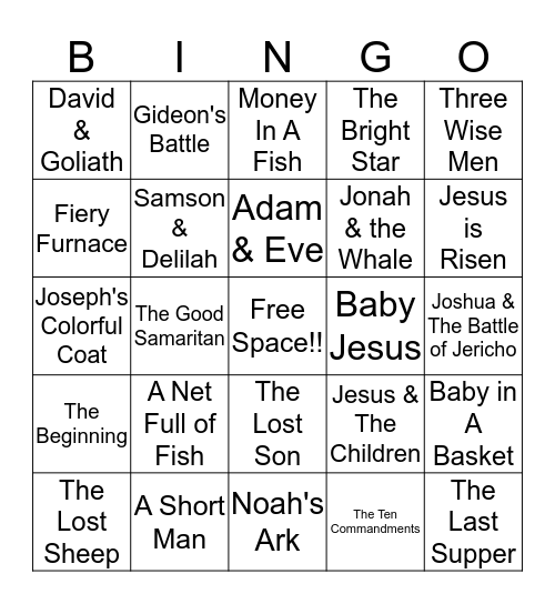 Bible Bingo  Bingo Card