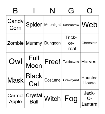 Halloween Bingo Card