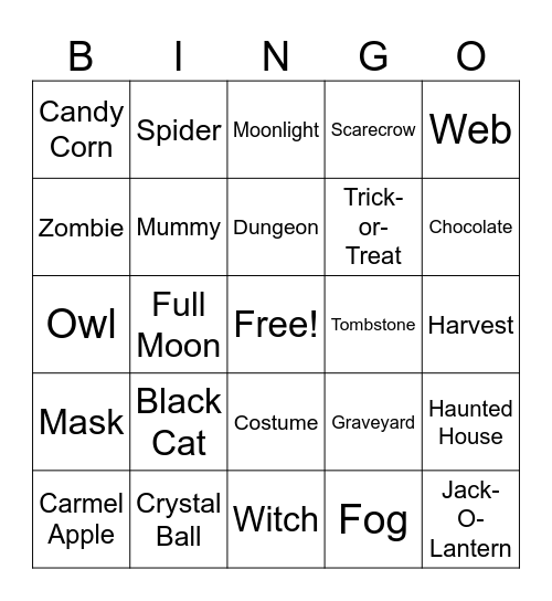 Halloween Bingo Card