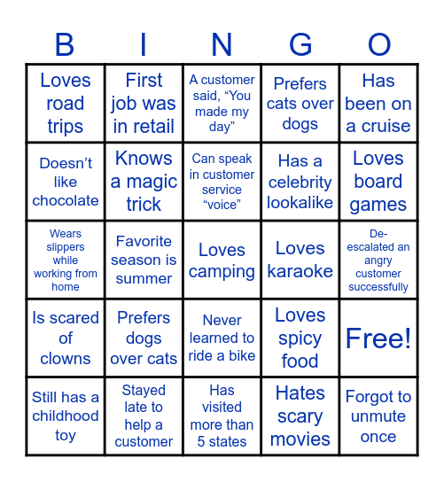 AW Companies Customer Service Week BINGO Card