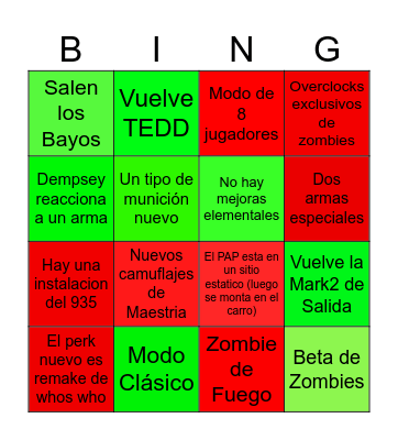 Bingo BO7 Bingo Card