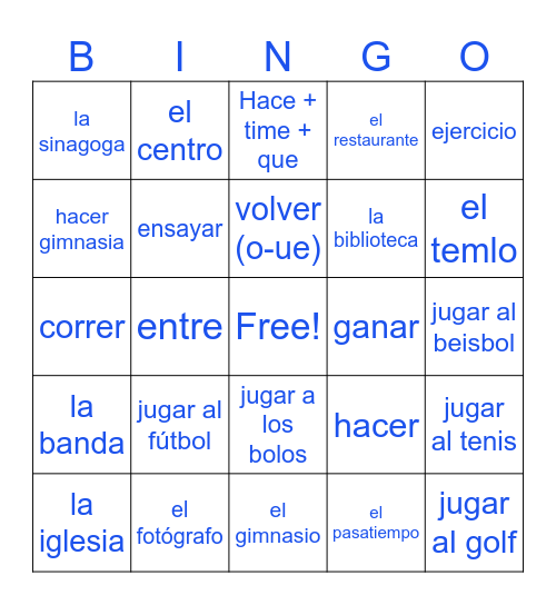 L 2, Unit 1b ¿Qué haces después de la escuela Bingo Card