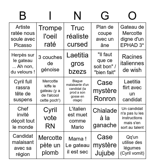 PATICHIENS EPISODE 3 Bingo Card