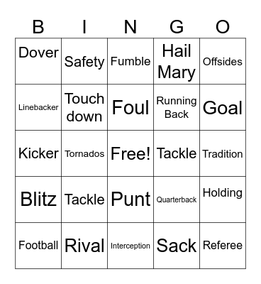 Tailgate Bingo Card