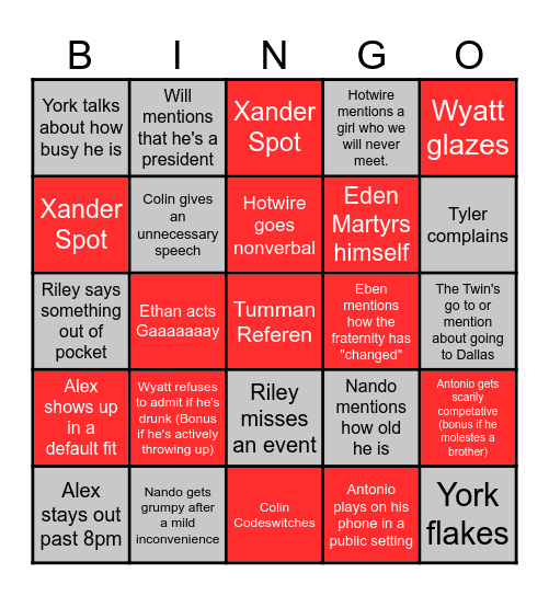 ASP UCO 2025 Bingo Card