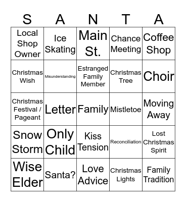 Christmas Movie Bingo Card