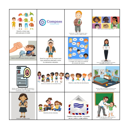 Loteria Derchos de los Menores Bingo Card