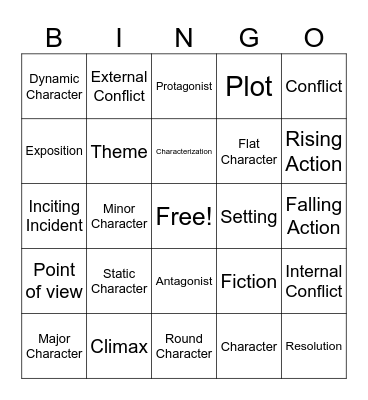 Elements of Fiction BINGO Card