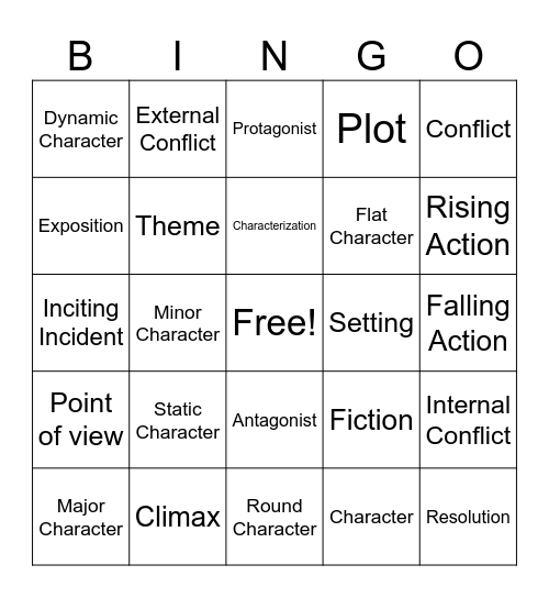 Elements of Fiction BINGO Card