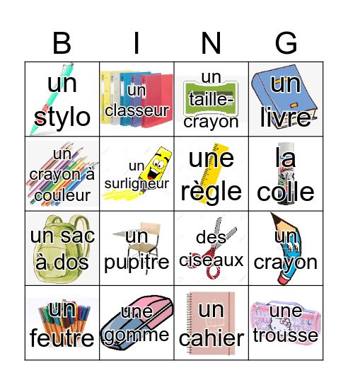 À l'école Bingo Card