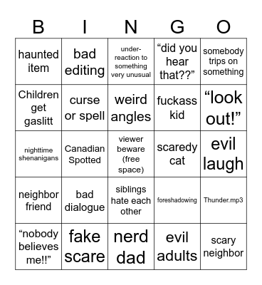 Little guy's Goosebumps Bingo Card