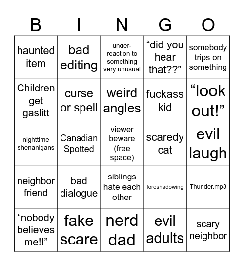 Little guy's Goosebumps Bingo Card