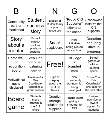 CIS Bingo Card
