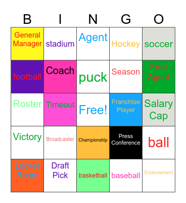 Sports Bingo Josh Boccabella Bingo Card