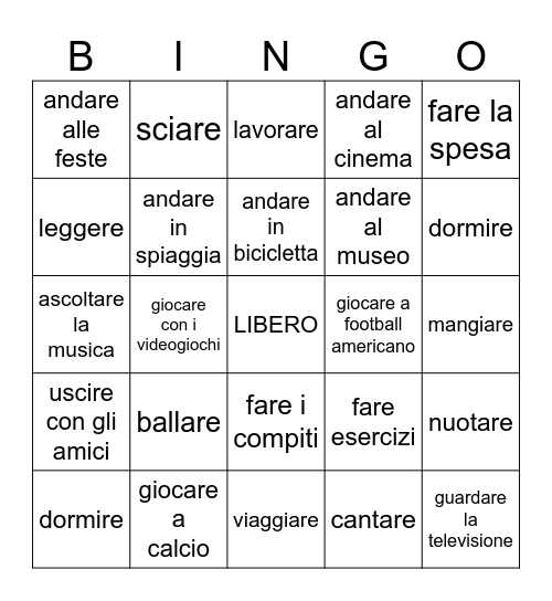 Il Tempo Libero Bingo Card