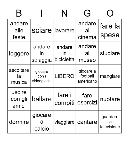 Il Tempo Libero Bingo Card