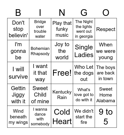 Music June 1 Bingo Card