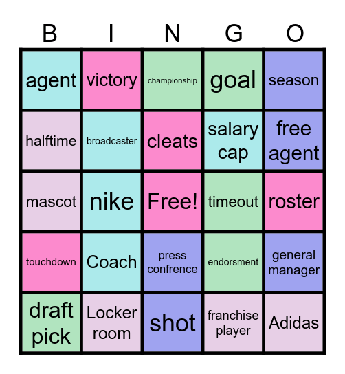 Sports Bingo Carlee Callahan Bingo Card